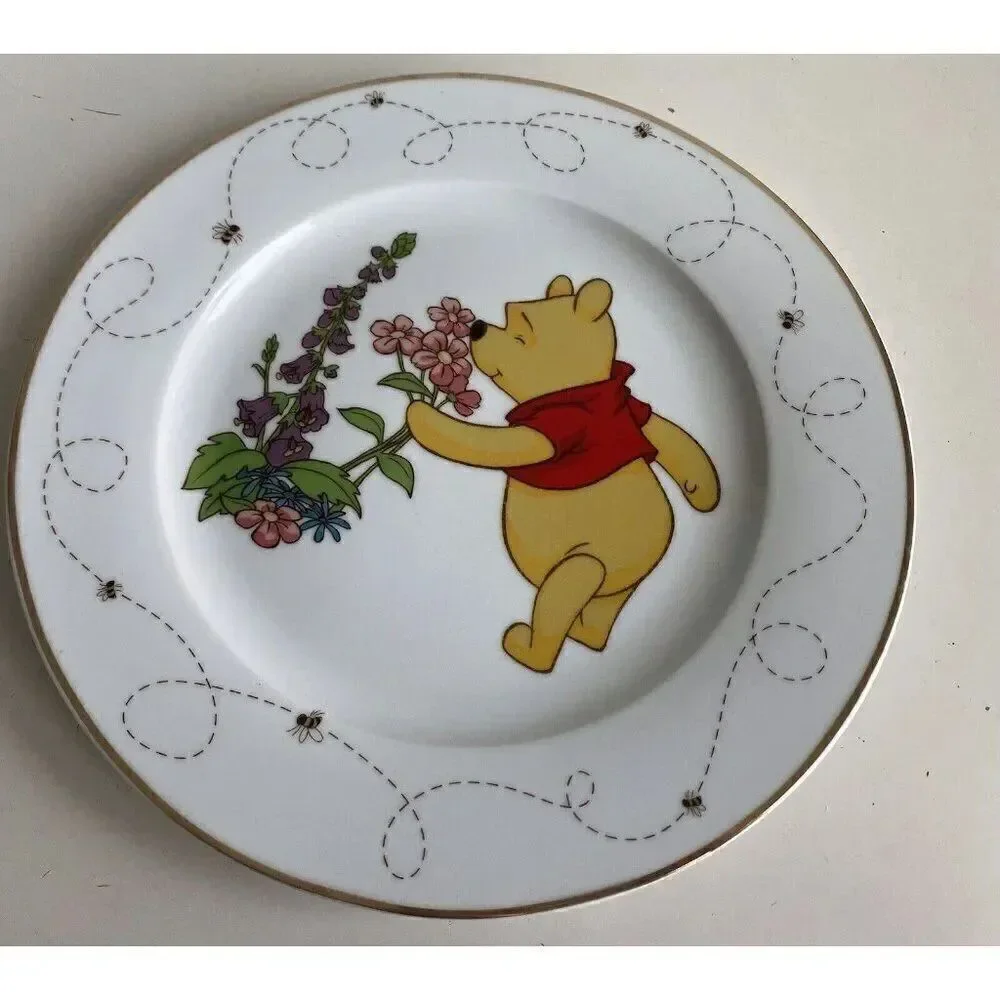 Disney‎ Winnie The Pooh 10.5” Ceramic Dinner Plate Spring Days Flowers NEW